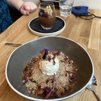 Fruit crumble  at Hendersons in Edinburgh