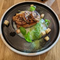 Pan seared king oyster mushroom starter at Hendersons in Edinburgh