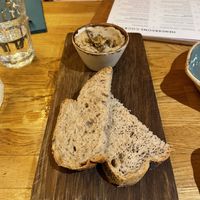 Mushroom, roasted garlic + faragon pate  at Hendersons in Edinburgh
