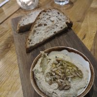Butter bean pate w/ sourdough at Hendersons in Edinburgh