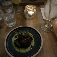 Vegan Black Pudding and tamari mushrooms  at Hendersons in Edinburgh
