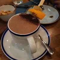hot chocolate with ginger and orange at Hendersons in Edinburgh
