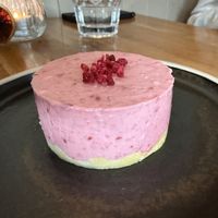 White chocolate raspberry cheesecake   at Hendersons in Edinburgh