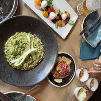 Bocconcini (not vegan) and risotto (vegan)  at Hendersons in Edinburgh