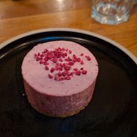 White chocolate and berry cheesecake at Hendersons in Edinburgh