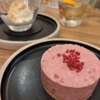 White chocolate cheesecake, with Jura single malt Whisky 12 years + shortbread crumb ice cream on the side   at Hendersons in Edinburgh