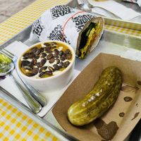 half-sandwich, soup, and a pickle!  at Rad Magic Subs in Portland