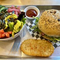 breakfast sandwich, hash brown, & salad!  at Rad Magic Subs in Portland