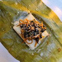 Tamal with kimchi at Hotel Sin Nombre in Oaxaca