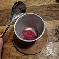 Rhubarb sorbet at 28 Posti in Milan