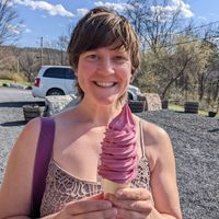 VGF cone with cherry dole soft serve   at Sleeping Giant Ice Cream Company in Kerhonkson