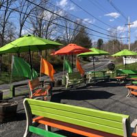 Adorable seating   at Sleeping Giant Ice Cream Company in Kerhonkson