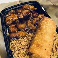 General Tso, fried rice, egg roll combo…so GOOD!  at Kuki in Hanover