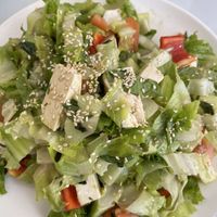 Avocado Salad (the avocado is the bottom layer) delicious 😋  at Loving Hut in Elk Grove