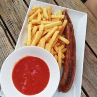 Pommes Currywurst at Deichperle in Kiel
