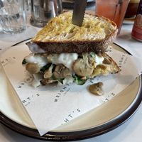 Mushroom toastie with vegan cheese  at Wright's in Bury St Edmunds
