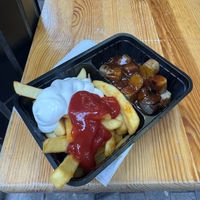 Currywurst and fries  at My Curry Wurst in Cologne