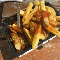 Vegan curry wurst und pommes   at My Curry Wurst in Cologne