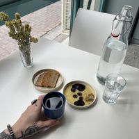 Coffee & complimentary bread with oil  at Sanki Atölye in Istanbul