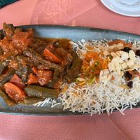 Okraschoten mit Reis (und Naan - nicht abgebildet😄)  at Durrani in Gelnhausen