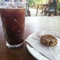 Cookie and cold brew at Gracias Vida in La Guajira