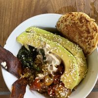 Tofu scramble with ‘bacon'  at Gracias Vida in La Guajira