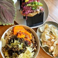 Arepas, Gracias Vida bowl, taro fries  at Gracias Vida in La Guajira