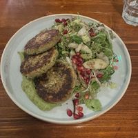 Zucchini and chickpea fritters  at Kőleves in Budapest