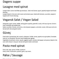 Menu at Øverlies Kafe - Zeki Cataltepe in Lillehammer