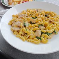 Vegan pasta spinach, absolutely worth the visit! at Øverlies Kafe - Zeki Cataltepe in Lillehammer