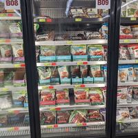 Vegan frozen burger section at Woodman's in Appleton