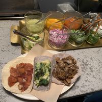 Apple taco, rucula and potato taco and shitake (amazing variety of sauces)  at TACOS in Tokyo