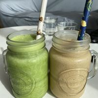 Green smoothie + espresso smoothie  at Hummingbird in Busselton