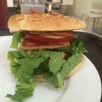 vegan ham sandwich  at Loving Hut in Panama City