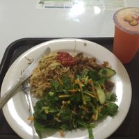salad, noodles, sweet and sour, juice  at Loving Hut in Panama City
