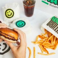Cheddar burger and fries at Futuro Station in Sao Paulo