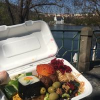 Buffet on the riverside 🥗🥕🥙 at Loving Hut - Vinohrady in Prague