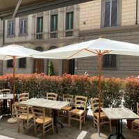 Outside sitting area at Atomic Falafel in Florence