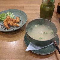 Miso soup, shrimp-less tempura at Nori in Potsdam