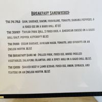 Breakfast menu at Colburn Cafe in Manchester Center