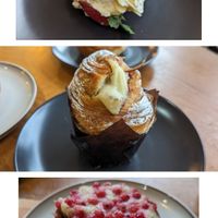Surprise Donut (Strawberry, almond and cream), Cruffin, mincemeat and red current pie at Alex Gooch Artisan Baker - Whitchurch in Cardiff