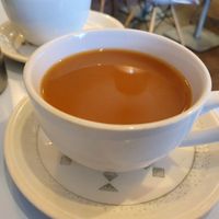 Tea with almond milk at The Kitchen on Great Moor Street in Bolton