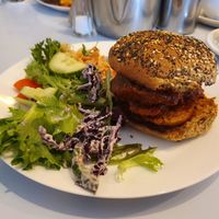 Bbq seitan burger at The Kitchen on Great Moor Street in Bolton