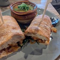 BBQ mushroom sandwhich with chickpea stew at Takoma Beverage Company in Takoma Park
