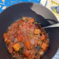 veggie chilli (they served with butter toast and cheese on the side ://// )  at Dina's Bakery Cafe in Manchester