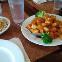 Brown rice & Orange Crispy Tofu at Mandarin Chinese Food and Sushi in Buena Park