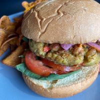 Chickpea Buger at Sage Karma Kitchen in Willoughby