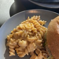 Mac and cheese uses chickpea pasta  at Sage Karma Kitchen in Willoughby