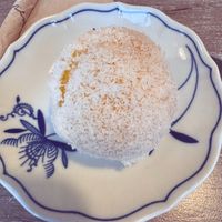 Vegan coconut berries dumpling  at Knedlín in Prague