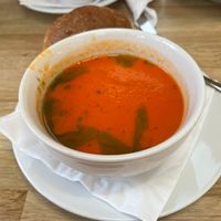 Tomato and basil soup at Heligan Kitchen & Bakery in St Austell